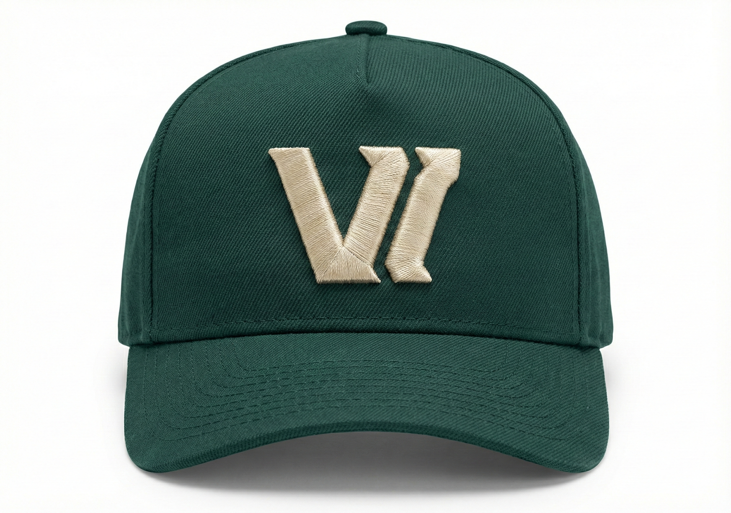 A-Frame Hat "VI" ivory/midnight green
