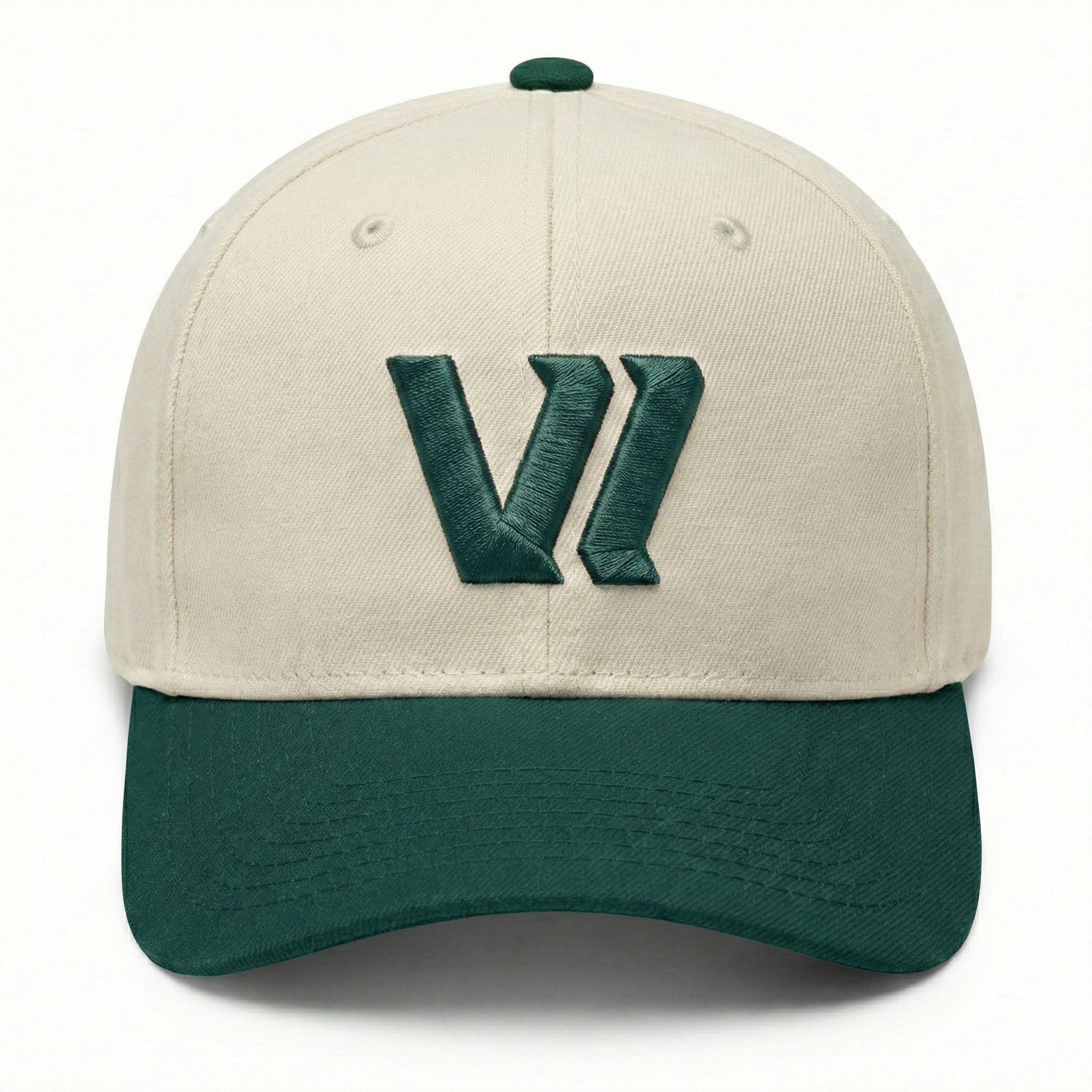 A-Frame Hat "VI" ivory/midnight green