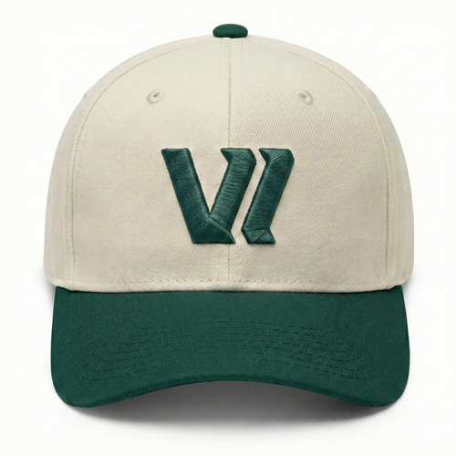 A-Frame Hat "VI" ivory/midnight green