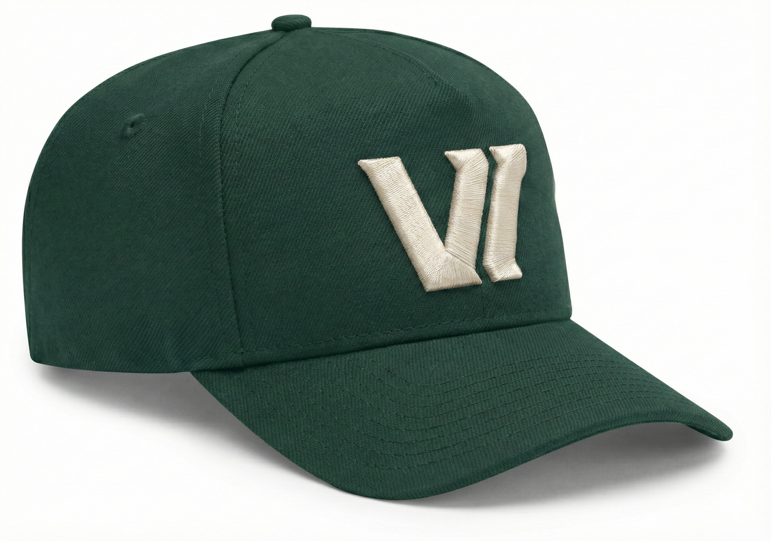 A-Frame Hat "VI" ivory/midnight green